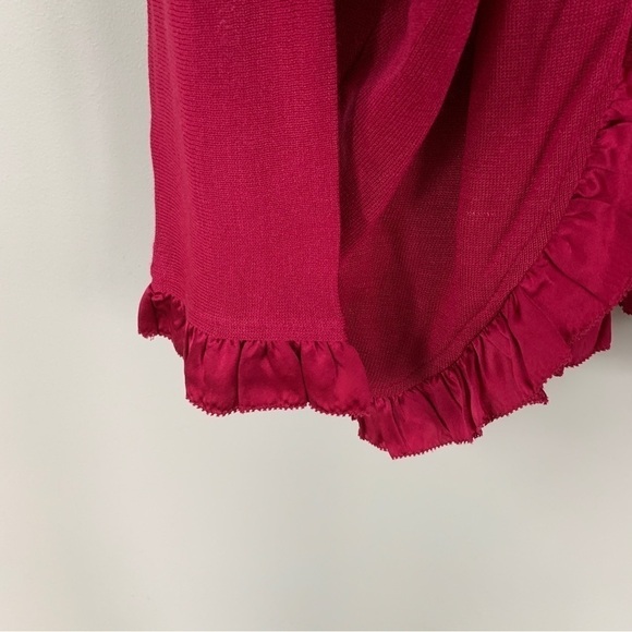 SIL Assets Diane Von Furstenberg 100% Silk Ruffle Fringe Cardigan Size L - Picture 4 of 7